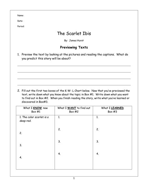 50 the Scarlet Ibis Worksheet Answers | Chessmuseum Template Library
